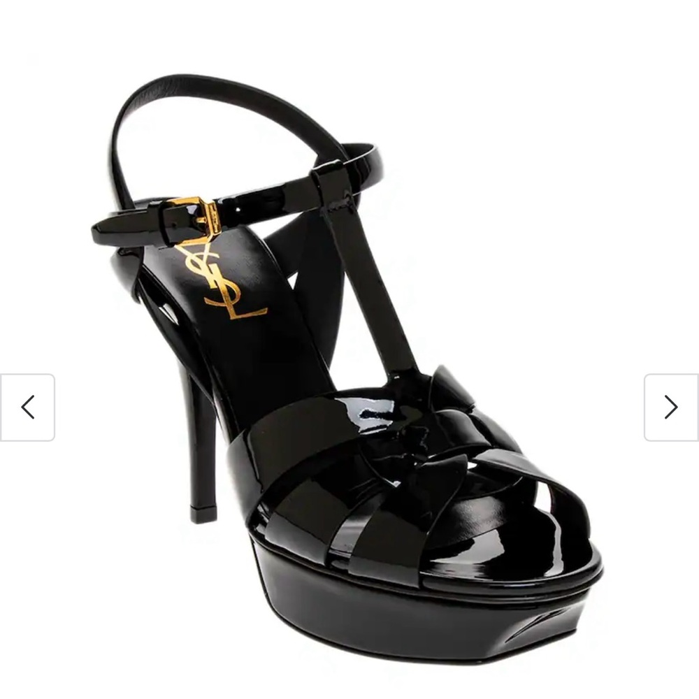 Yves Saint Laurent Black Patent Leather Heels- Tribute 75